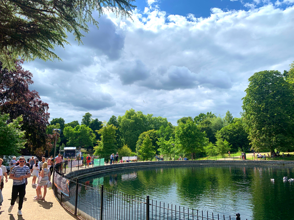 A photo of the lake at Christchurch Park on Ipswich Music Day 2022